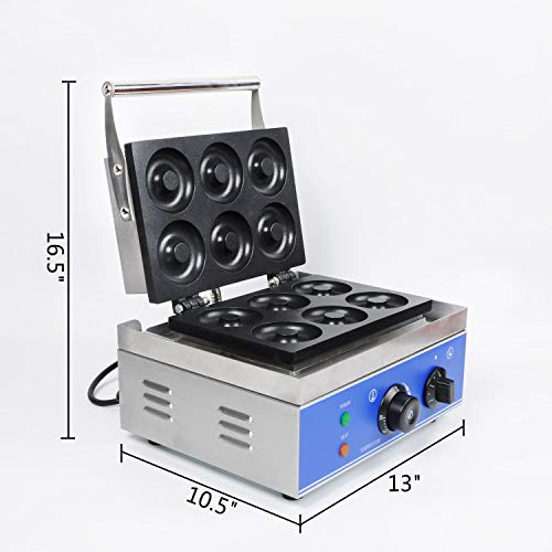 Wotefusi Donut Maker Donut Backer 6 Pieces Electric Doughnut Maker Machine for Home Kitchen Commercial Use 110V