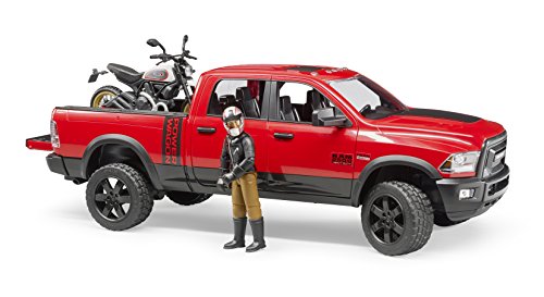 bruder 02502 - RAM 2500 Power Wagon mit Ducati Desert Sled & Fahrer - 1:16 Pick-up Geländewagen Pritschenwagen Auto Jeep Motorrad Fahrzeug Spielzeug-Figur – Bild 4