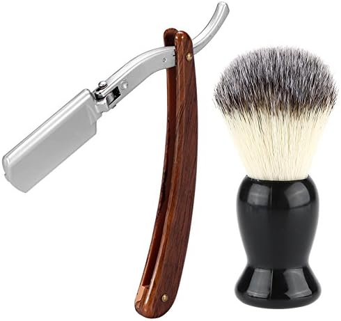 Mens Straight Edge Razor with 1 FREE Beard Shaving Brush, Professional Safety Durable for Hair Removal