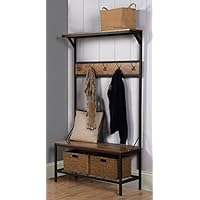 Homestar with 3-Shelf Hall Tree, 39" x 15.75" x 70.86", Antique Wood