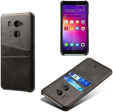 Zolten HTC U11+ Back Case, Calf Grain PU Leather TPU Phone Case with Card Slots Anti-Scratch Protective Cover for HTC U11 Plus- Black
