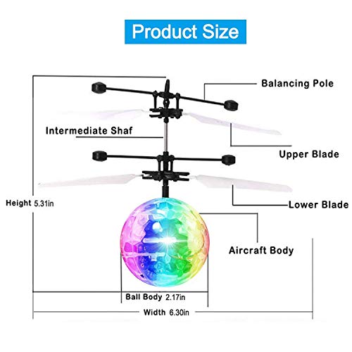 RC Flying Ball Toys Infrared Induction Drone Hand Control Helicopter with Shining LED Lights Disco USB Rechargeable Fun Novelty Toys for Kids Teenagers Indoor and Outdoor Games