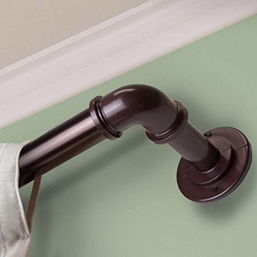InStyleDesign Modern Industrial Steel Pipe 1-inch Dia. Adj Curtain Rod Bronze 48 to 84 inches Bronze Finish, Brown Finish - Thumbnail 5