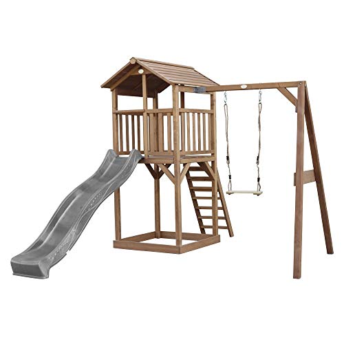 Beauty.Scouts Holzspielhaus Simon XL mit Rutsche (versch. Farben) und Einzelschaukel 349x283,60x241,90cm Holz in braun…