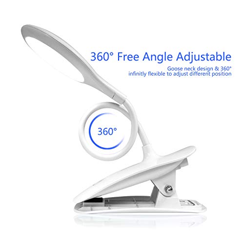 Reading Light [Rechargeable],Juhefa Clip-on Book Light for Reading in Bed,Touch Switch Bedside Reading Lamp for Books in Desk (3-Level Brightness) - Thumbnail 2