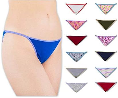 AMERICAN ACTIVE Women's 12 Pack Sexy String Bikini Briefs