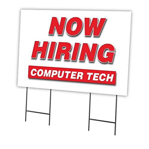 Now Hiring Computer Tech 24" x 36" Yard Sign & Stake | Advertise Your Business…