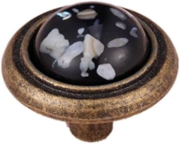 Tonena Antique Black and White Shell Fragment Round Glass Decorative l Knobs and Pulls Knobs Handles for Kitchen Furniture Door Drawer Cabinet Dresser Closet Wardrobe Cupboard Bathroom - Pack of 10