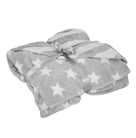 jilda-tex Wohndecke Stars grau Mikrofaser Decke Kuscheldecke