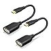 OKRAY 2 Pack 0.52ft / 16cm Micro USB 2.0 OTG Cable Nylon Braided On The Go Adapter A Female to Micro B Male Compatible Samsung, Android or Windows Smart Phone Tablet with OTG Function (Black Black)