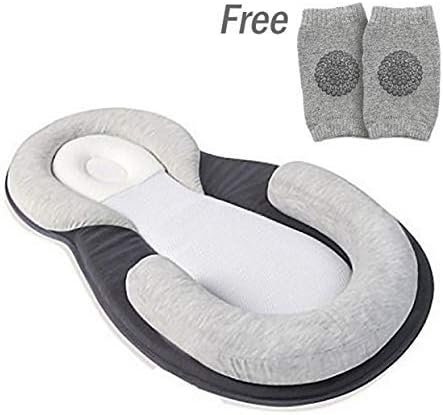 Portable Baby Bed Mattress,Newborn Lounger Crib Pillow,Nursery Travel Folding Bed,Sweet Sleepy Dream Flat Head