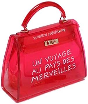 Large Satchel H bag Women Bag Clear Jelly Transparent PVC Bag Candy Color Tote Bag Designer Purse Crossbody Red 20x20x10x15CM