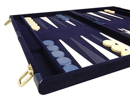 Middleton Games Deluxe Backgammon Set - Board Game (Blue - 18"x12")