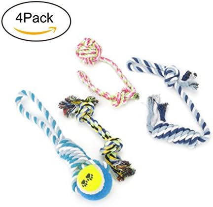 DoggieKit Knot Ball Dog Rope Variety Value Pack Bundle for Small Puppies & Medium Canine Breeds, Strong & Durable Tug-O-War Pull Toys with Handles