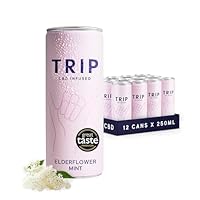 TRIP CBD Drink, Sparkling Elderflower Mint Fizzy Drink, Low Calorie, Vegan, 250 ml (Pack of 12)