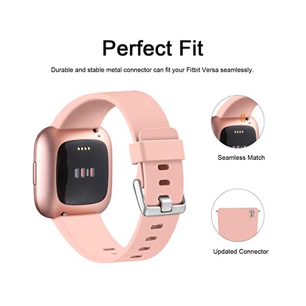 Ouwegaga Pack 4 Silicone Strap Compatible with Fitbit Versa Strap/Fitbit Versa 2 Strap, Replacement Sport Wrist Strap for Fitbit Versa 2/Versa/Versa Lite, Women & Men Small Large - Image 6