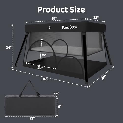 PAMO BABE TRAVEL CRIB – LIGHTWEIGHT BABY PLAYPEN WITH BASSINET, PORTABLE MINI PLAYARD