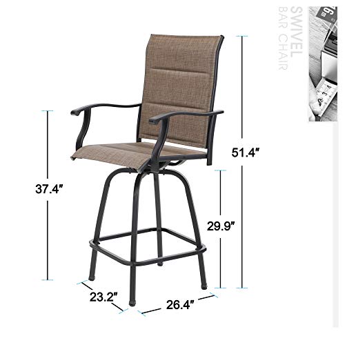 Sophia & William Outdoor Bar Stools Set of 4 with Padding, Swivel Bar