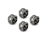 XSPC G1/4" to 3/8" ID, 1/2" OD Compression Fitting Black Chrome V2-4 Pack
