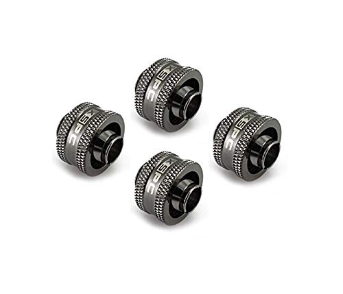 XSPC G1/4" to 3/8" ID, 1/2" OD Compression Fitting Black Chrome V2-4 Pack