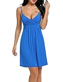 HOTOUCH Sleepwear Women's Sexy Lace Chemise Dress Nightgown Slip Blue S