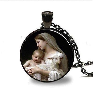 Nativity Pendant Virgin Mary Jesus and Lamb , Spiritual Jewelry , Christmas