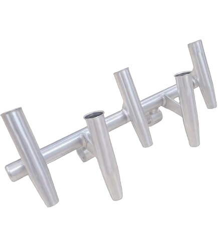 Krypt Rocket Launcher Rod Holder for Boat T Tops, Holds 9 Fishing Poles, Rods Up to 1.7 inch Diameter, CNC Machined 6061 Anodized Aluminum, Fits Fishing Boat Towers with Round Tubing