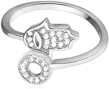 Men Women Fashion Stacking Ring Platinum/18K Gold Plated Coin/Flower/Hamsa Hand Open Wrap Ring for Party, Adjustable Size Range 6 to 12