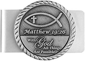 Matthew 19:26 With God All Things Are Possible Money Clip with Raised Emblem