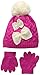 Pink Platinum Girls' Cable Knit Pom Beanie W/Glove