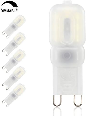 Velouer G9 Led Light Bulbs Dimmable Led Bulb 3W Chandelier Bulbs Replace 25W Halogen Energy Saving Bulb Daylight Cool White 6000K Indoor Lighting 5 Pack