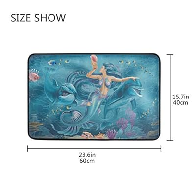 Mr.XZY Small Doormat Mermaid Dolphins Ocean Life Pretty Pattern Welcome Mat Anti-Slip Lock Water Outdoor Mat Front… 41V5YRuRbmL