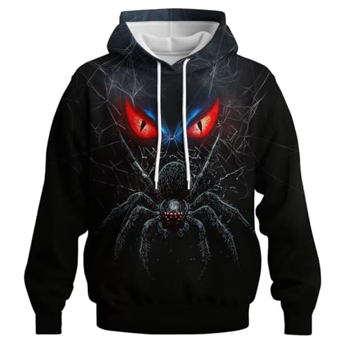 QTAGTESS Spider Hoodie Spider Web Graphic Sweatshirts,Black,2XL at Amazon