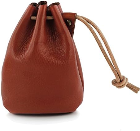 UER Unisex Handcrafted Tanned Cow Leather Mini Drawstring Mini Coin Wallet Pouch (brown)