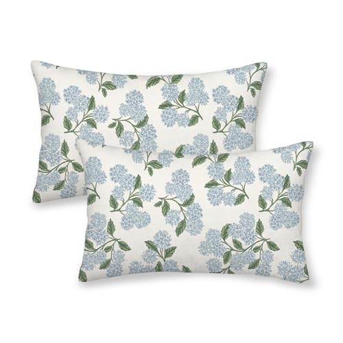Spring Green Blue Hydrangea Pillow Cover