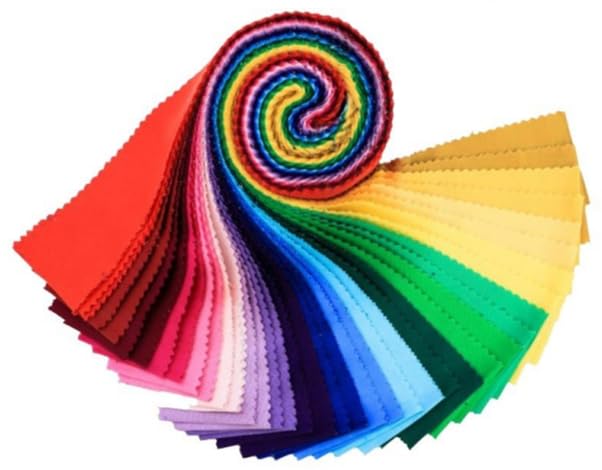 CraftsFabrics 100% Cotton 40Pcs/Roll Pre-Cut Jelly Rolls Strips 2.5"x 44" Wide Ideal for Quilting, Scrapbooking, Sewing, Arts & Crafts, Patchwork; Vibrant Medley