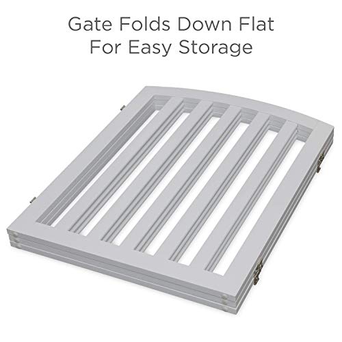 Arf Pets Free Standing Wood Dog Gate, Expands Up to 74" Wide, 31.5" Tall - Bonus Set of Foot Supporters Included – Grey Color (Certified Refurbished)