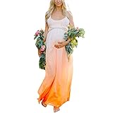 Maternity Dress Spaghetti Strap Gradient Color Sleeveless Sundress Beach Slip for Photograph