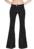 Glamour Outfitters 70s Style Flares Bell-bottom Wide Flared Jeans - Black