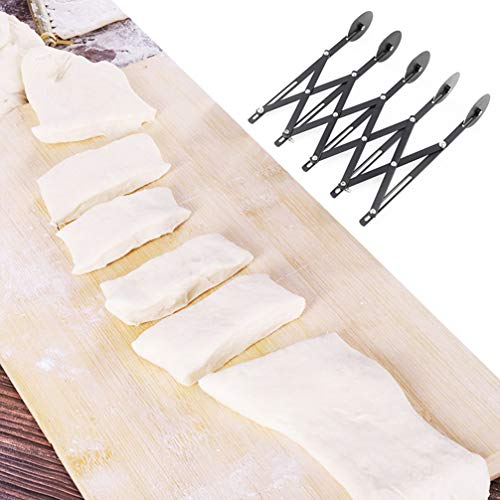 5 Wheel Nonstick Pastry Cutter, Wosoova Stainless Steel Dough Divider Expandable Pizza Slicer Knife, Multi-Wheel Baking Cutter Roller for Brownies, Cookies, Cake, Pasta Dough - Thumbnail 4