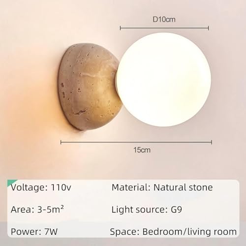 Moderno Lámpara de pared estilo japonés wabi-sabi con pantalla de piedra natural,Aplique LED vintage para espejo de baño,Lampara de pared de comedor,Luz para sala,pasillo,dormitorio,estudio (I)