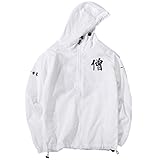 Allonly Men's Fashion Dragon ToTem Hoodie Zip-up Chinese Letter Windbreaker Jacket