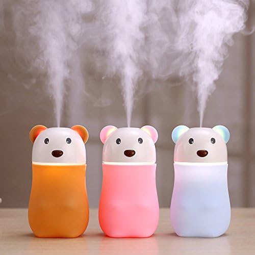 Personal Humidifier,Nestar Lovely Bear Ultrasonic Cool Mist Humidifier with Night Lights Whisper Quiet USB Small Portable Desk Car Travel Air Humidifiers Purifier for Bedroom,Yoga-room,Babies,Car