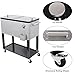 UPHA 80 Quart Rolling Outdoor Patio Cooler Cart on Wheels, Portable Drink Beverage Bar for Patio Pool Party, Ice Chest with Shelf and Bottle Opener, Silvery