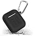 Cuauco 2020 Newest Airpods Case for Airpods 2 &1 (Front LED Visible) with 2 Anti-Lost Strap/2 Pairs of Ear Hooks/2 Carabiner/1 Watch Band Holder/1 Headphone Case for Apple Airpods 2 &1(9 Pack)(Black)