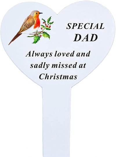 AngraveMemorials Special Dad Christmas Robin Heart Memorial Stake