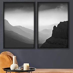 signwin 2 Piece Framed Canvas Wall Art Black...