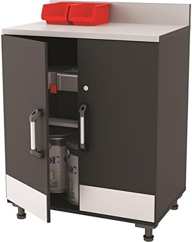 Altra SystemBuild Boss Steel Grey 2 Door Base Cabinet, Euro hinges allow for your cabinet doors to open wide