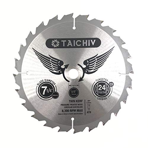 TAICHIV 7-1/4 inch 24 Tooth ATB Carbide Framing Saw Blades with 5/8 inch Circular Saw Blades wood cutting