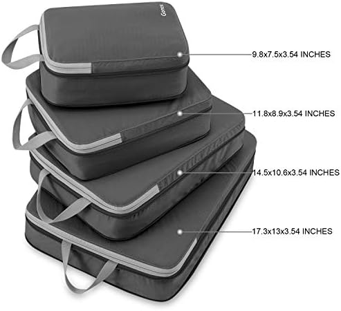 Gonex Compression Packing Cubes, 4pcs Expandable Storage Travel Luggage Bags Organizers (Deep Gray) 2 Gonex Compression Packing Cubes, 4pcs Expandable Storage Travel Luggage Bags Organizers (Deep Gray)